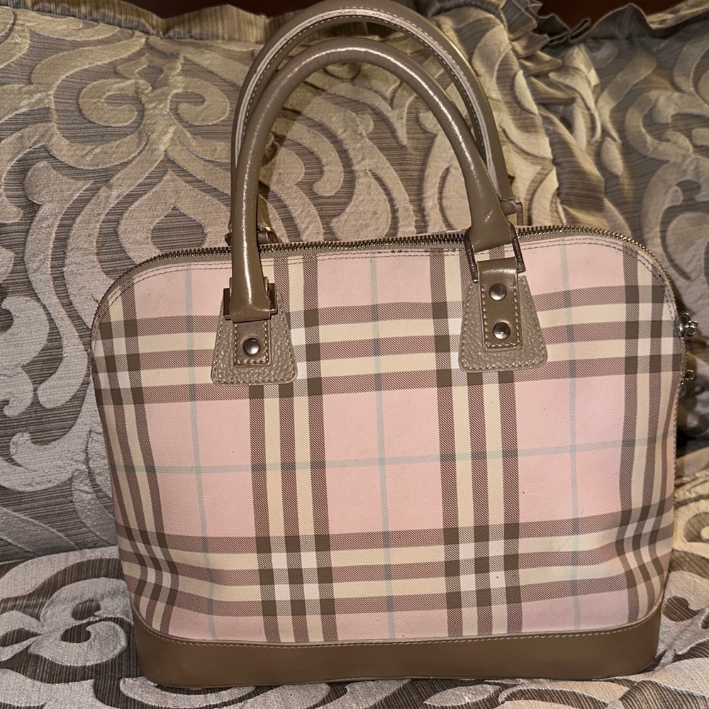 Burberry Beige and Brown Checkered Satchel